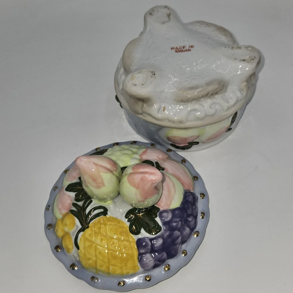 Vintage Peach Porcelain‎ Trinket Dish Made In China